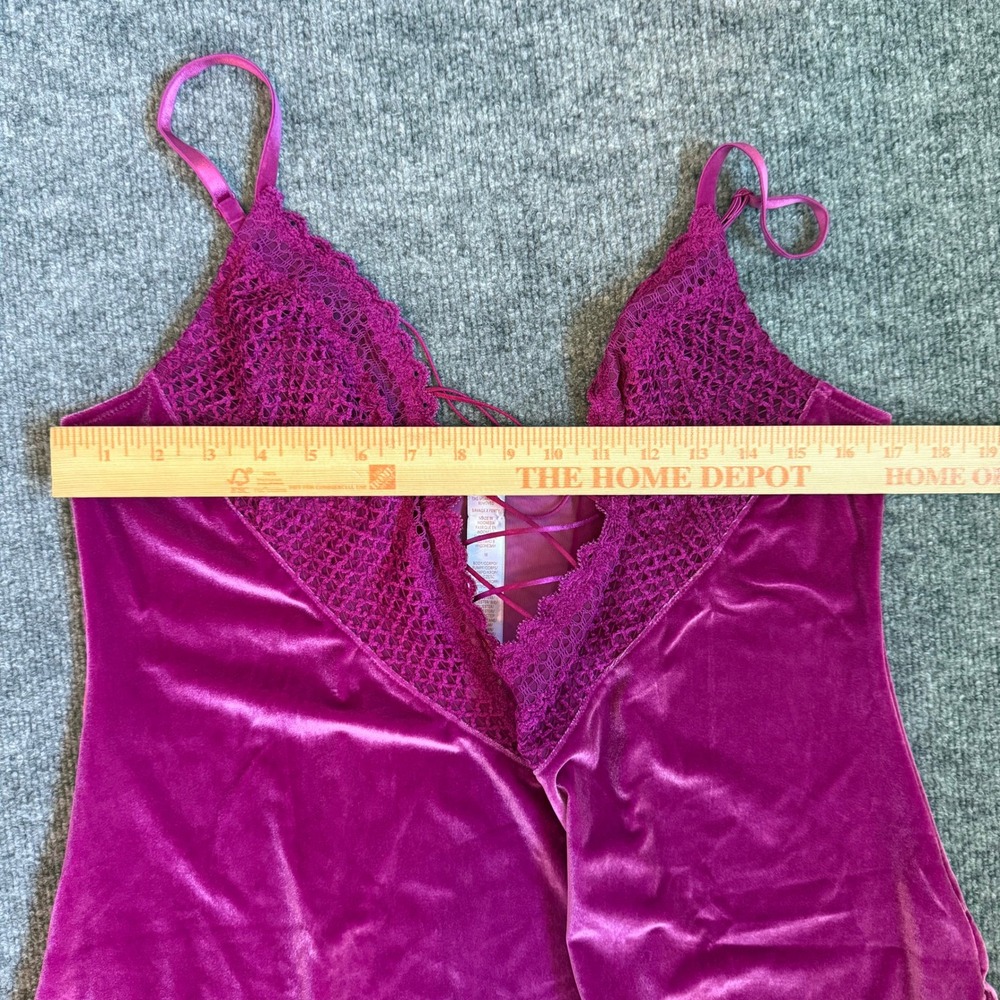 Savage X Fenty Magenta Velvet Vixen Lace Up Trim Slip Dress Strappy Chic Size 1X - Picture 7 of 8